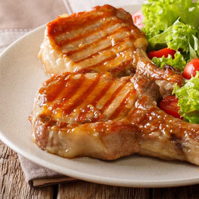 Don't worry the 6 hour prep and cook time include marinading! Apple juice, mustard, and shallot create a flavorful and slightly sweet marinade for these pork chops