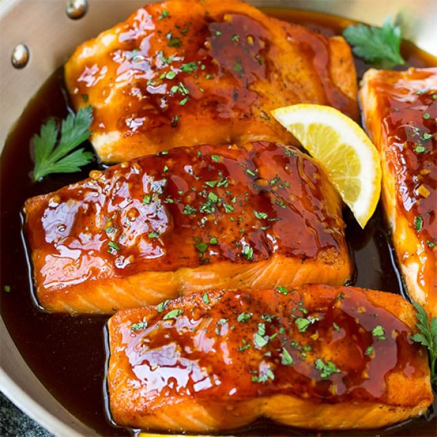 Add a savory, sweet flavor to salmon with this honey-soy glaze. Add a side of grilled summer vegetables and you’ll have yourself a tasty, balanced meal!