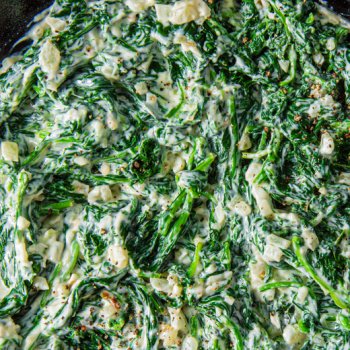 Not a very LIGHT recipe but oh so good! It seems like a lot of spinach, but it will boil down into almost nothing so don't skimp on it. 