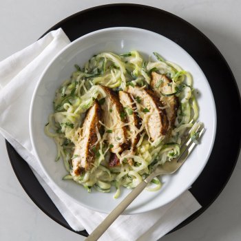 Beautifully flavored chicken breast over sweet and fresh zucchini noodles