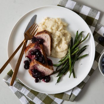with Parmesan-Pepper Mashed Potatoes and Roasted Green Beans